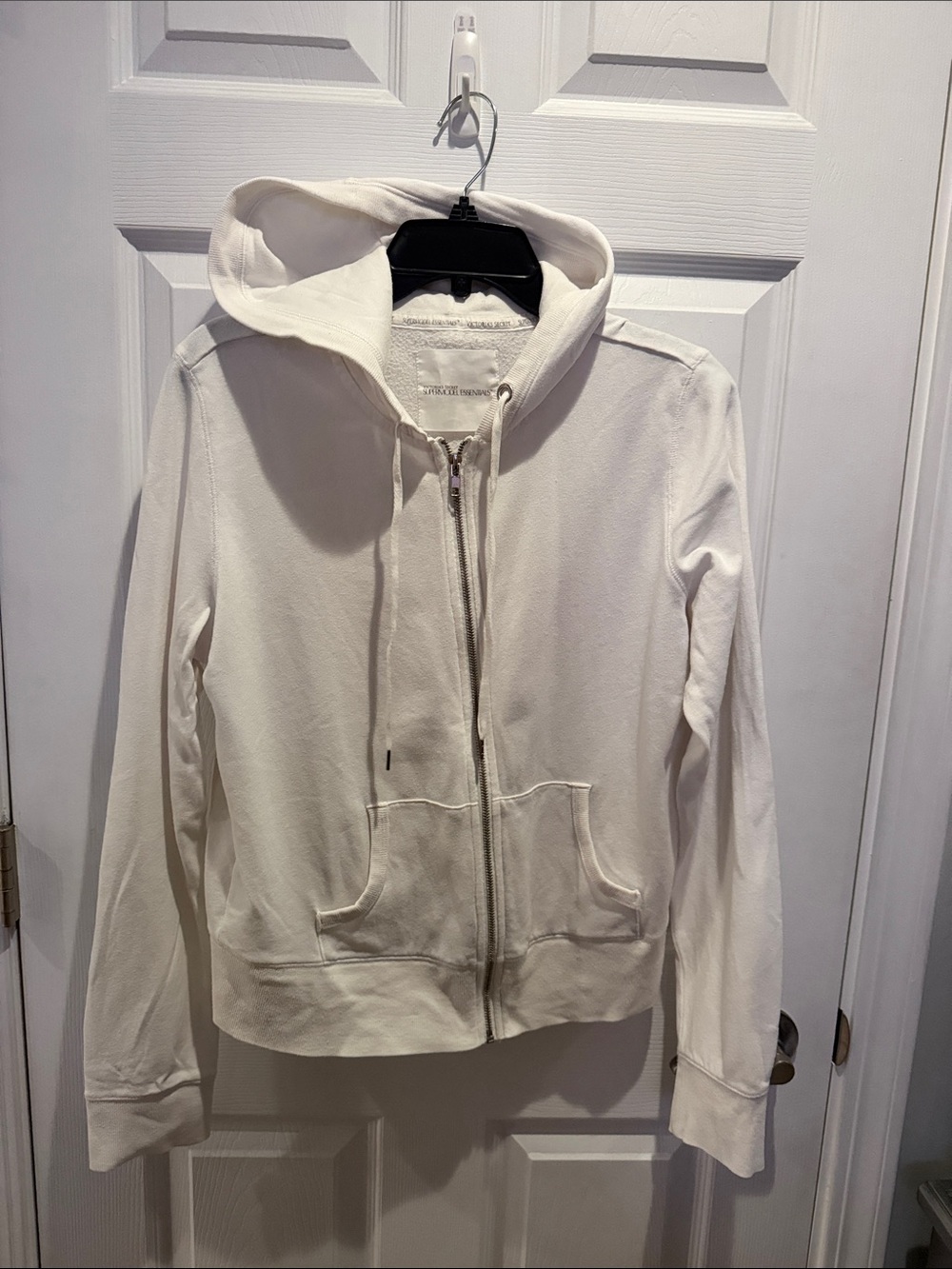 Victoria's Secret White Full-Zip Hoodie with Hood